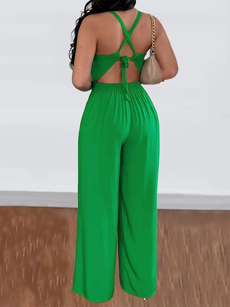Elegant Solid Color Spaghetti Strap Jumpsuit