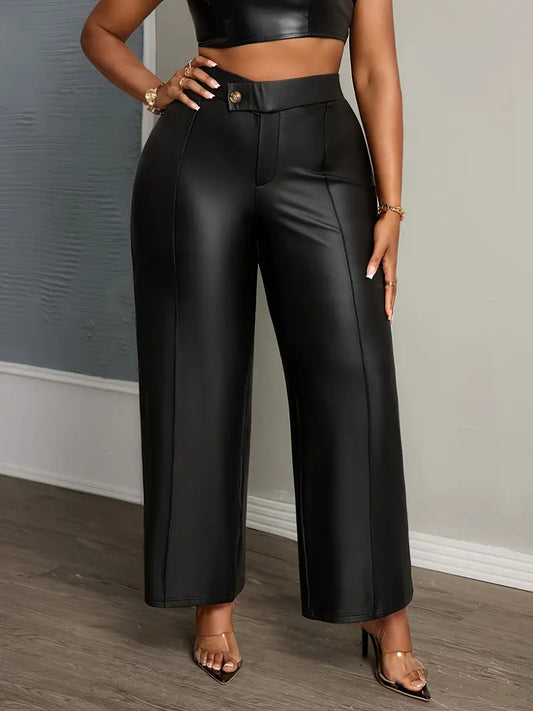 Leather Wide Leg Business Chic Pants