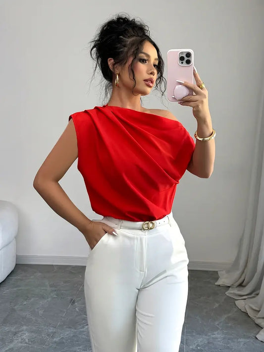 Sleek Off The Shoulder Office Top