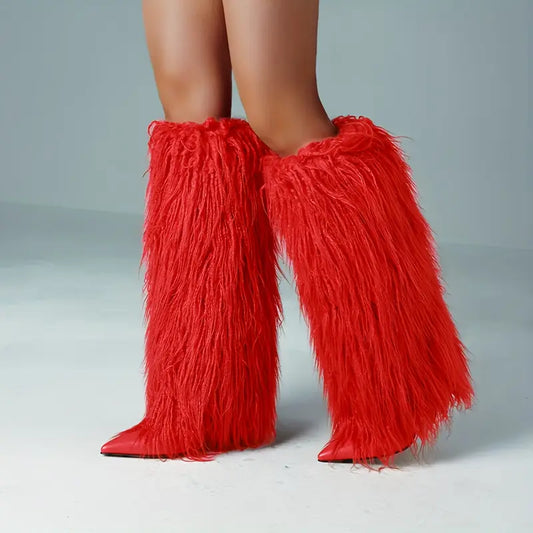 Knee High Fluffy Fur Boots