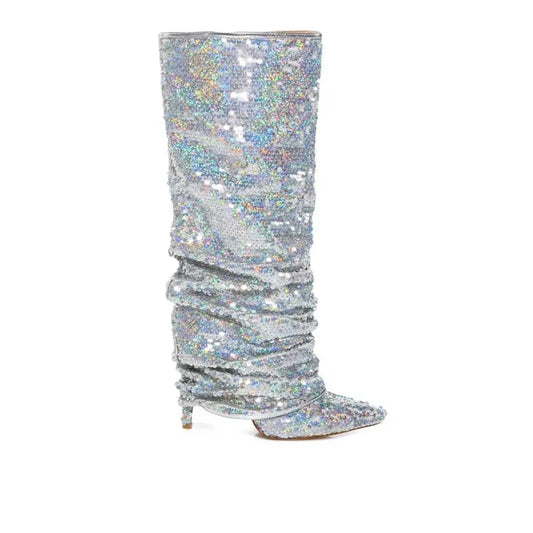 Chic Sleek Knee High Folded Boots