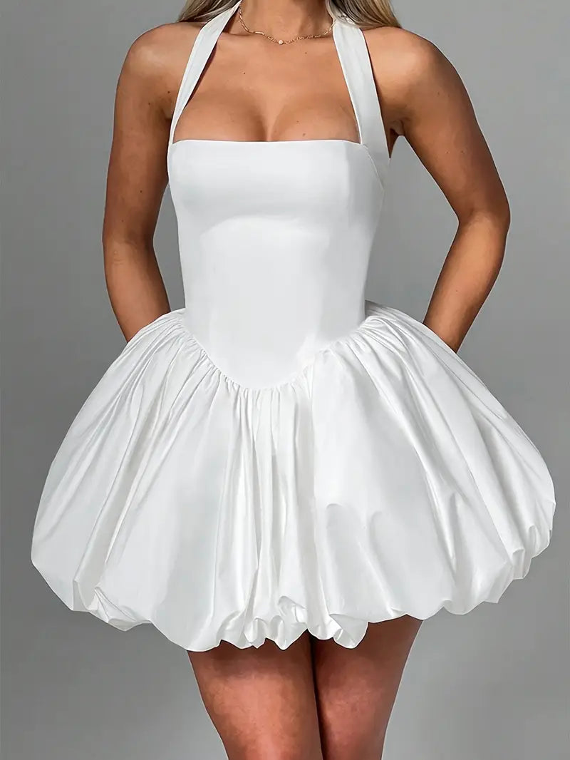 Elegant White Puffy Dress