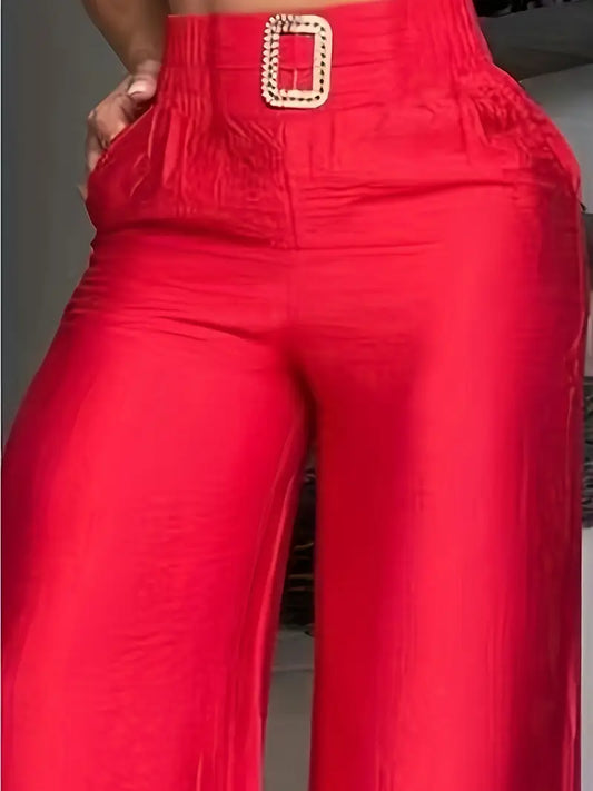 Elegant High End Wideleg Business Casual Pants