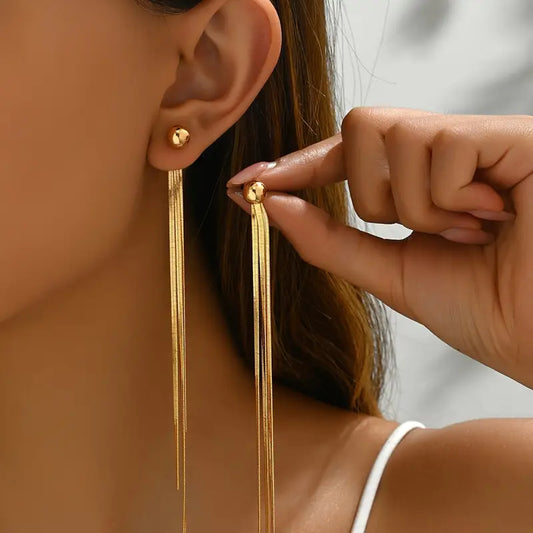 Elegant Dangling Gold Pearl Earrings