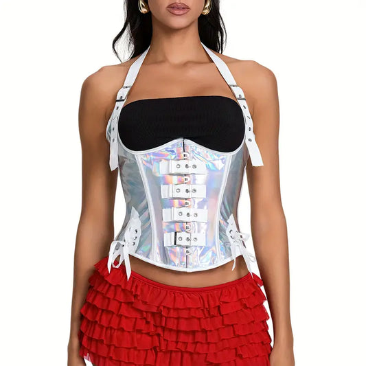 Chic Metallic Corset Top
