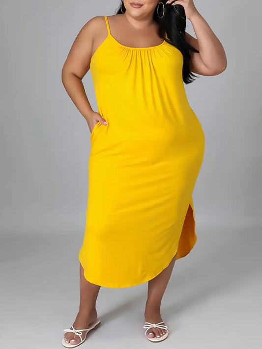 Vibrant Yellow Spaghetti Strap Maxi Dress