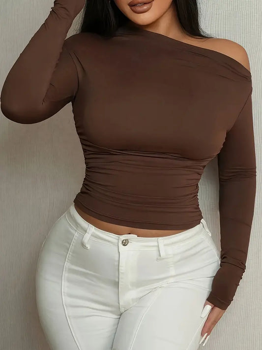 Sleek Chic Long Sleeve Off Shoulder Top