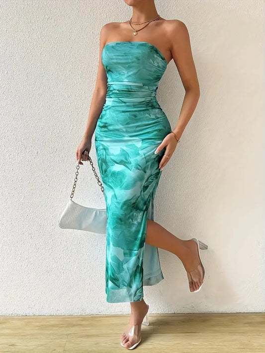 Ombre Mermaid Split Maxi Dress