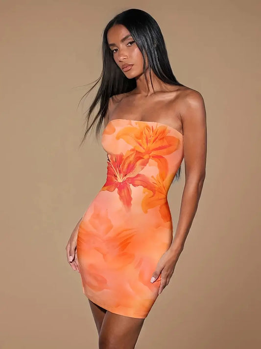 Chic Island Queen Strapless Luxe Midi Dress