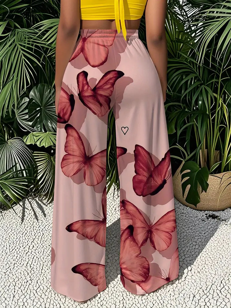 Comfortable Butterfly Sleek Casual Wide Leg Pants