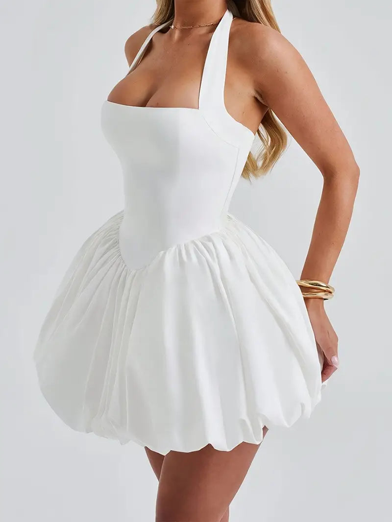 Elegant White Puffy Dress