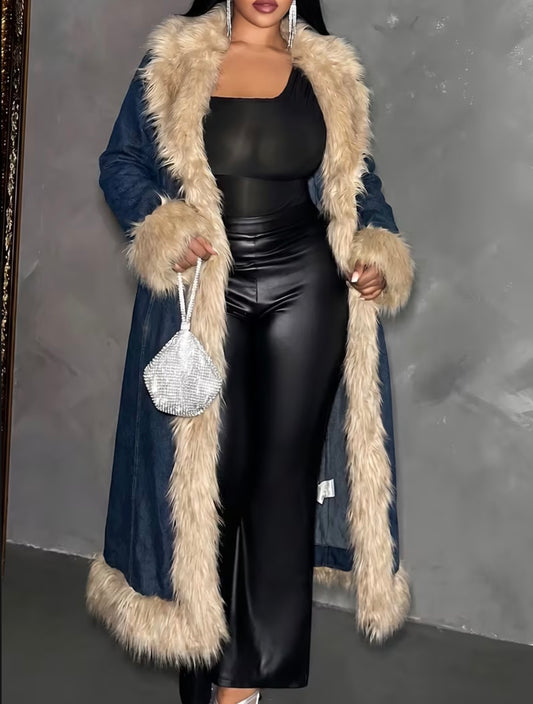 Denim Fur Trench