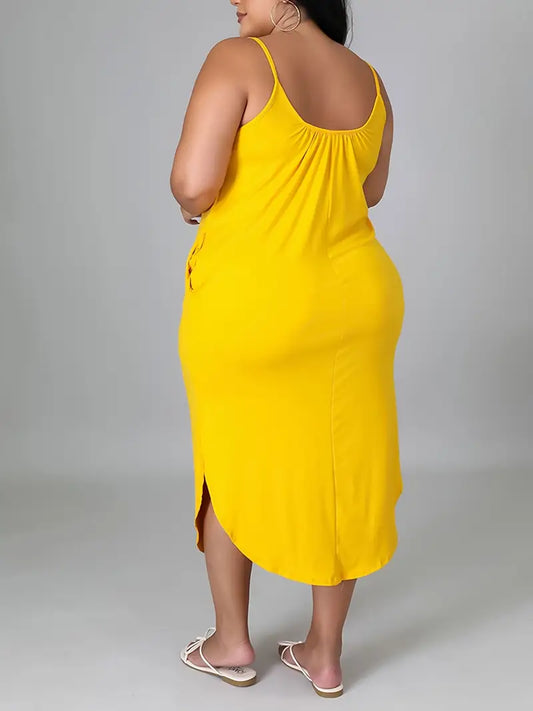 Vibrant Yellow Spaghetti Strap Maxi Dress
