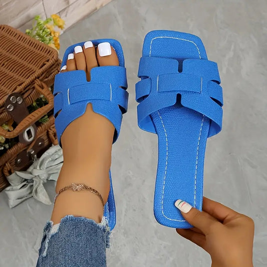 Chic Solid Color Open Toe Flats