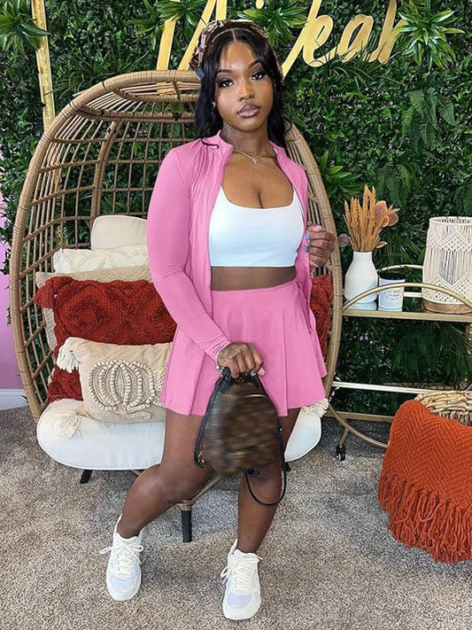 Solid Chic Two Piece Skirt Set