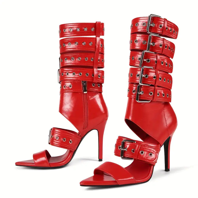 Luxe High Fashion Transitional Buckle Heels
