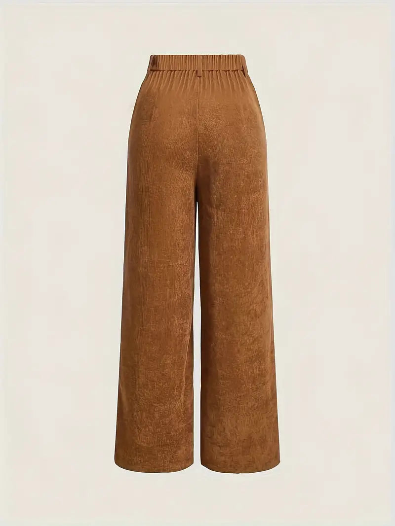 Chic Black Corduroy Denim Office Pants