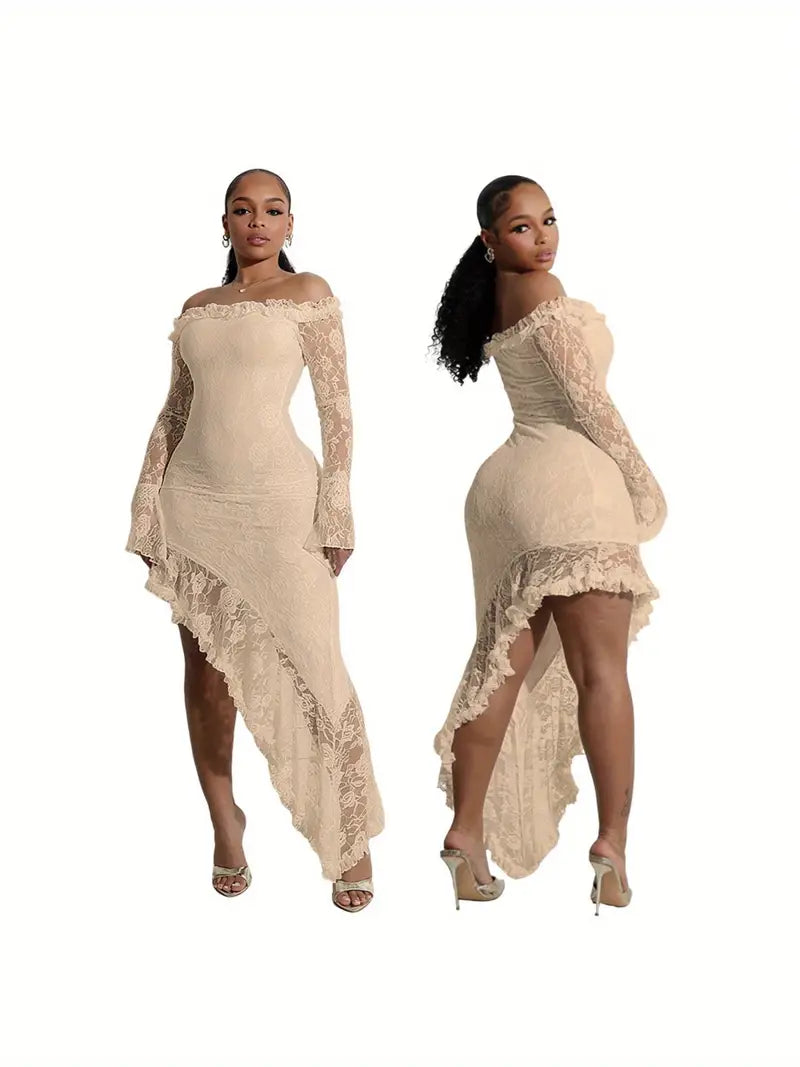 Formal Elegant Asym High Low Dress