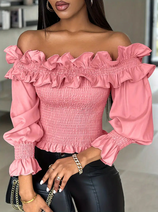 Elegant Off Shoulder Ruffle Top