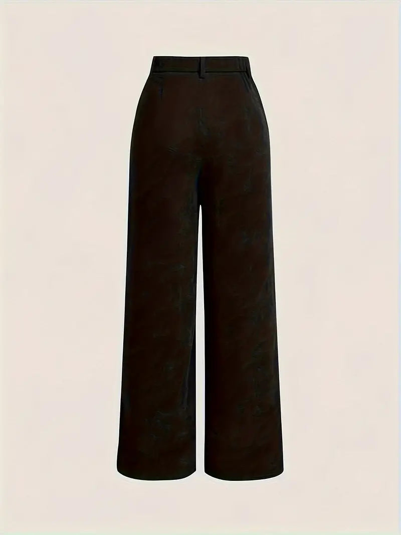 Chic Black Corduroy Denim Office Pants