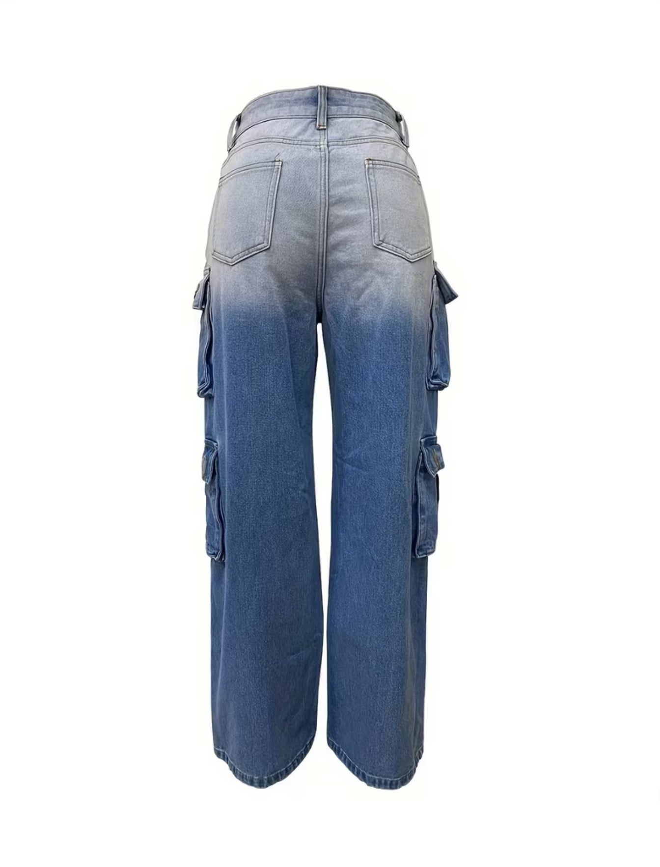 Wide leg Street Chic Ombré Denim Cargo Jeans