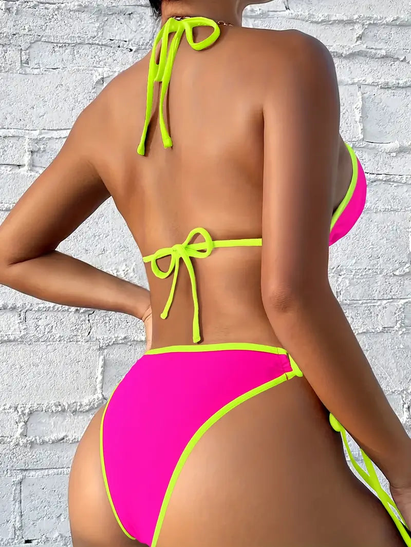 Neon Pink & Green Bikini