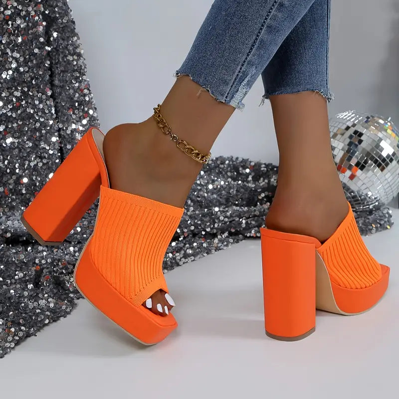 Stylish Open Toe Chunky Block Heels