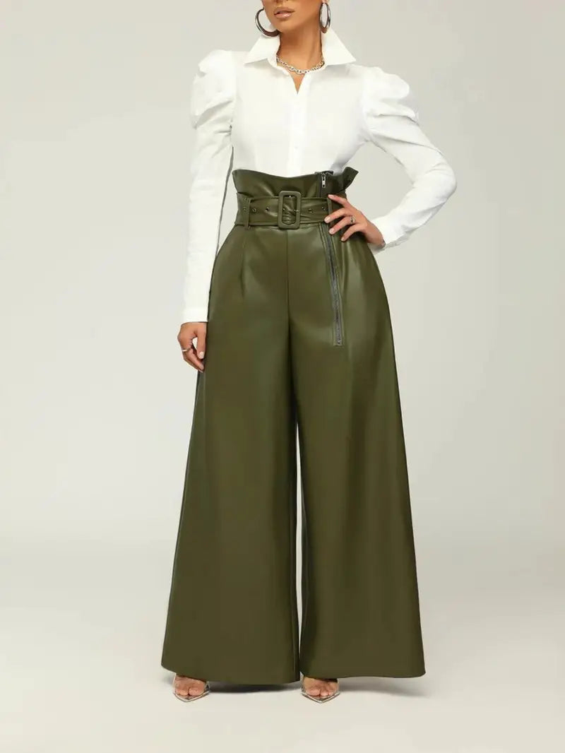 Luxe Loose Leather High Waist Pants