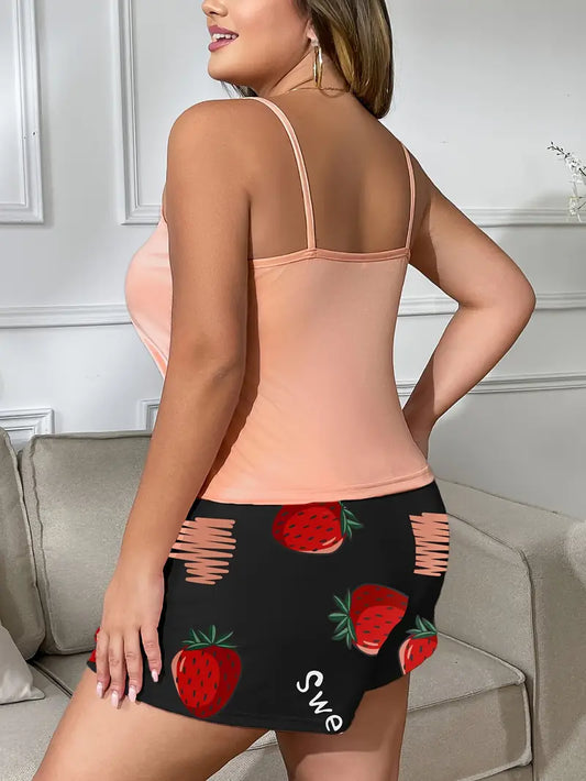 Strawberry Pajama Shorts Set
