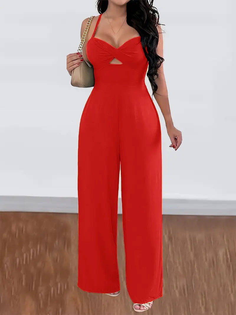 Elegant Solid Color Spaghetti Strap Jumpsuit