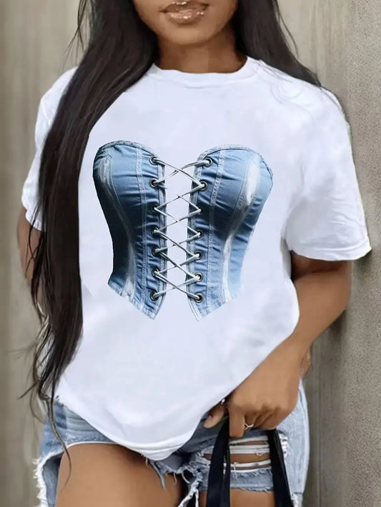 Corset Graphic Top