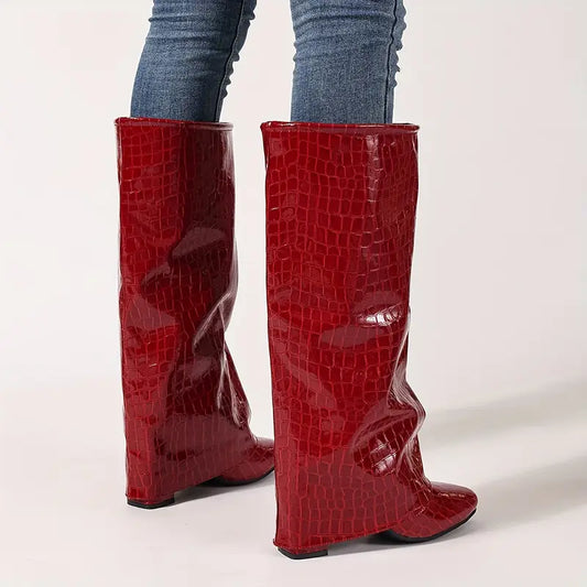 Crocodile Knee High Boots