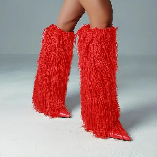 Knee High Fluffy Fur Boots