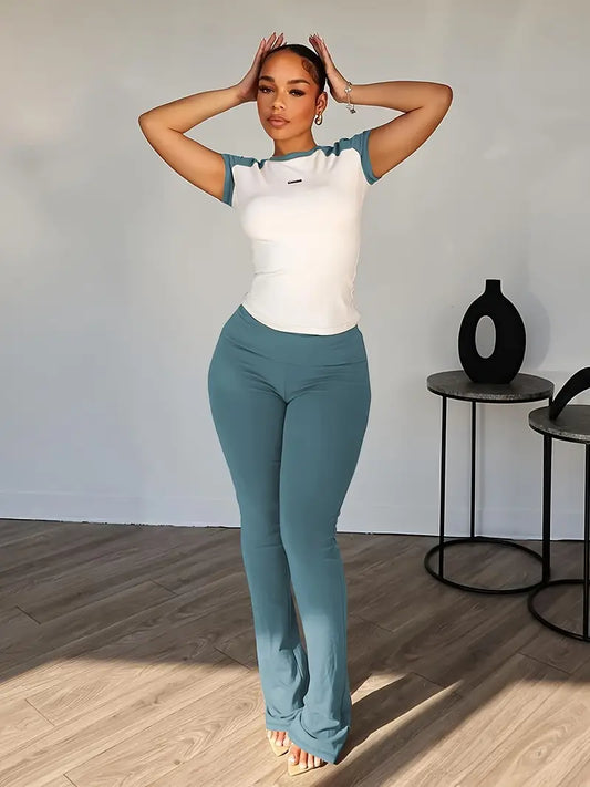 Sleek Casual Solid Two Piece Set