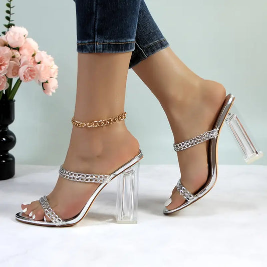 Chic Edgy Chain High Heels
