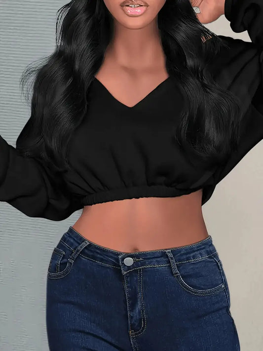 Sleek Chic Longsleeve Cropped Sweatshirt