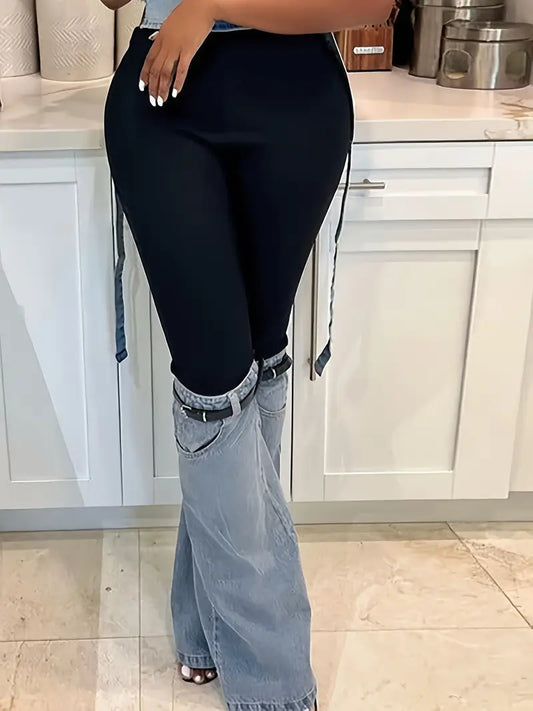 Exclusive Two Tone Belted Denim Jeans