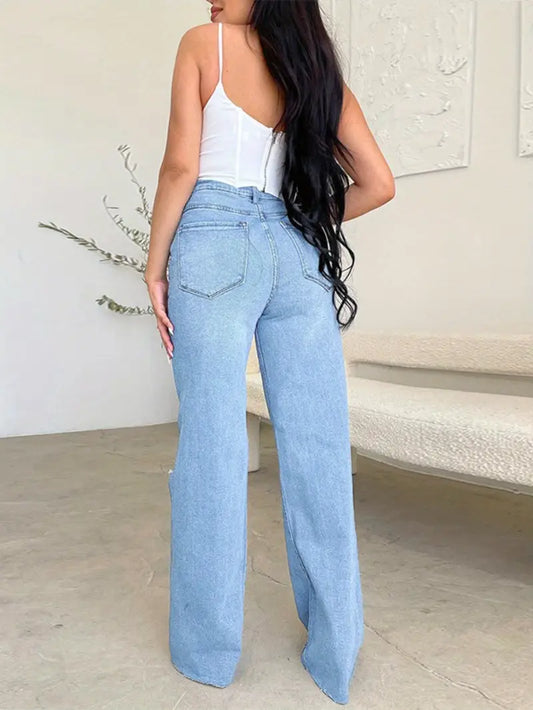 Stylish Comfy Wideleg Denim Jeans