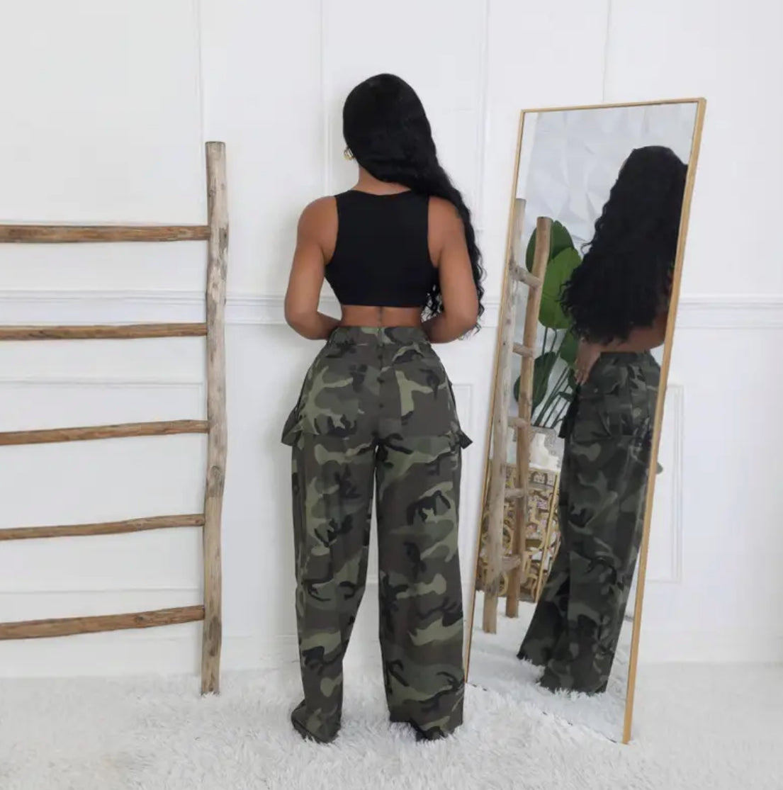 Luxe Camouflage Wideleg Pants
