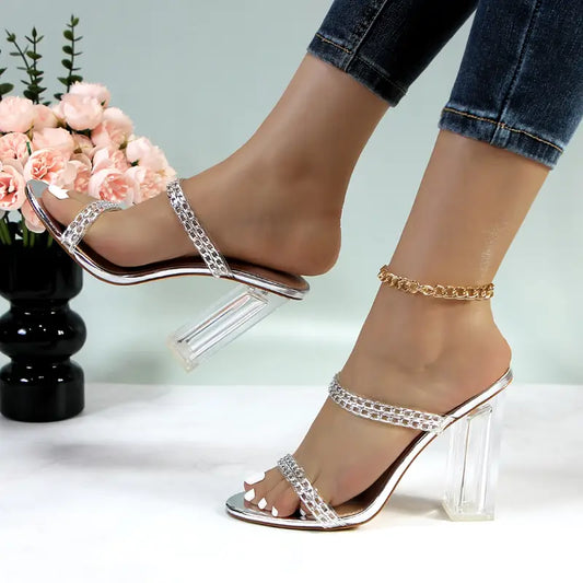 Chic Edgy Chain High Heels
