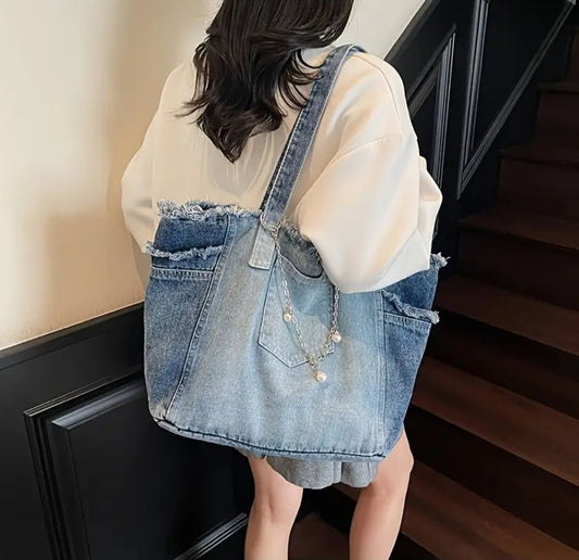 Chic Oversized Denim Purse
