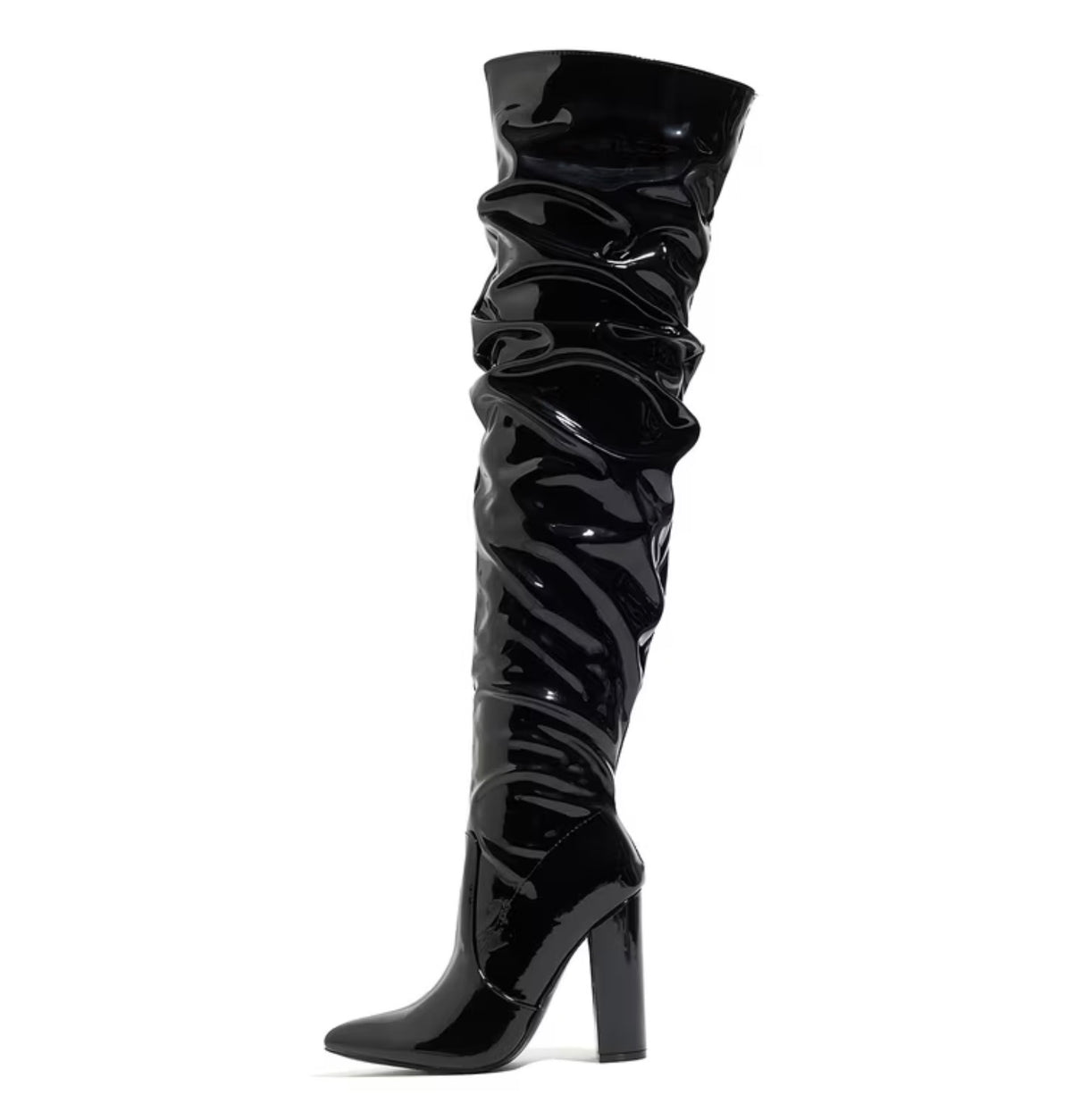 Chic Leather Stacked Knee High Boots