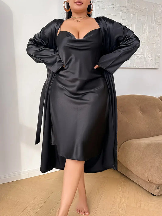 Sleek Chic Night Set With Robe