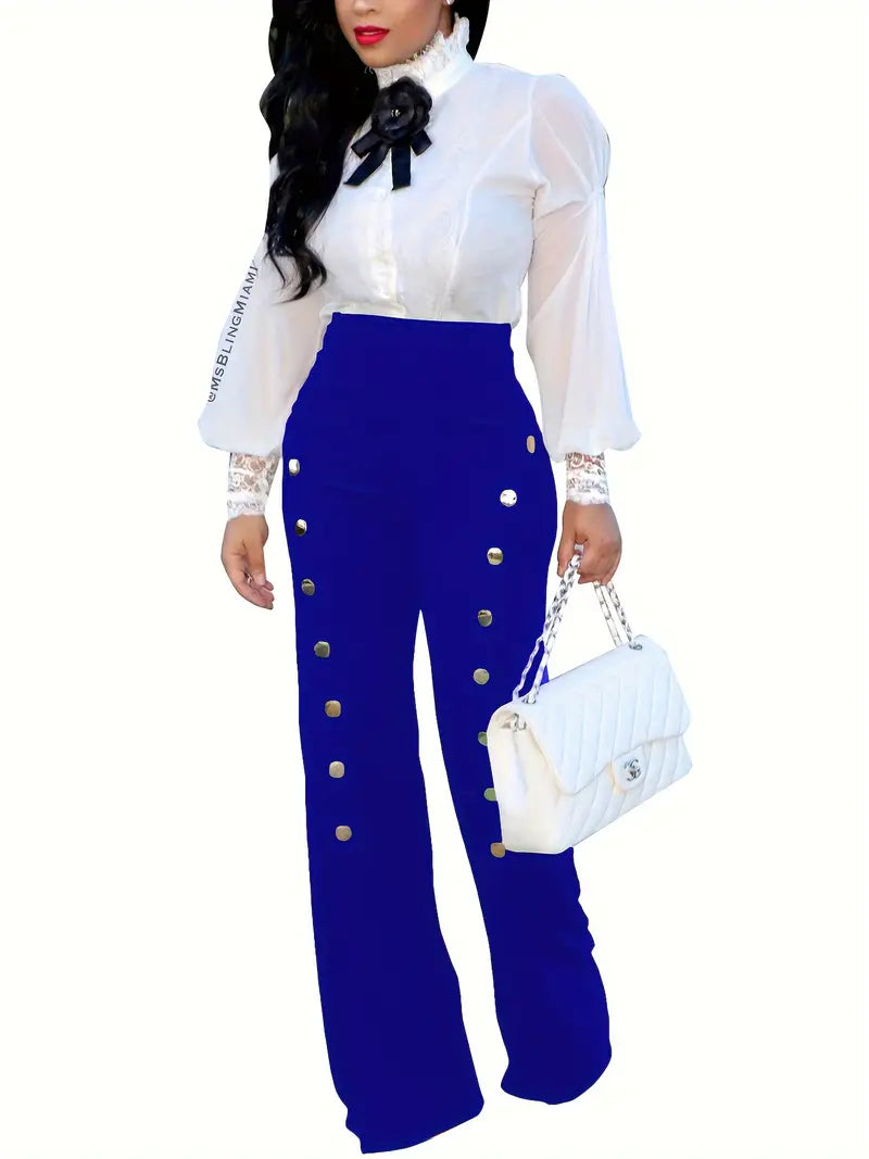 Casual Chic High Waist Office Ready Wideleg Pants