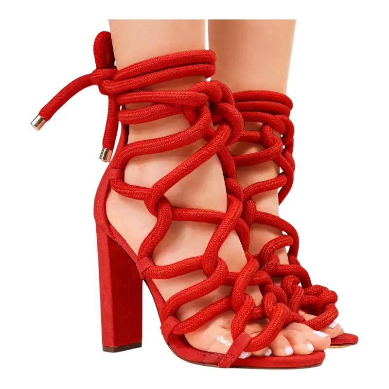 Chic Rope Lace Up High Heels