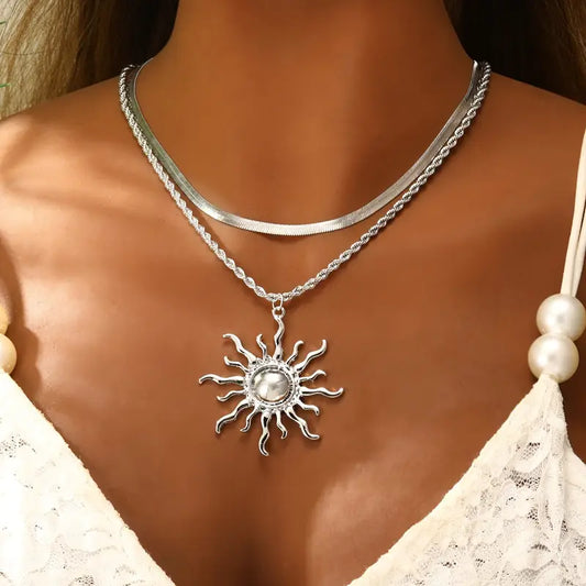 Boho Double Layer Sun Necklace
