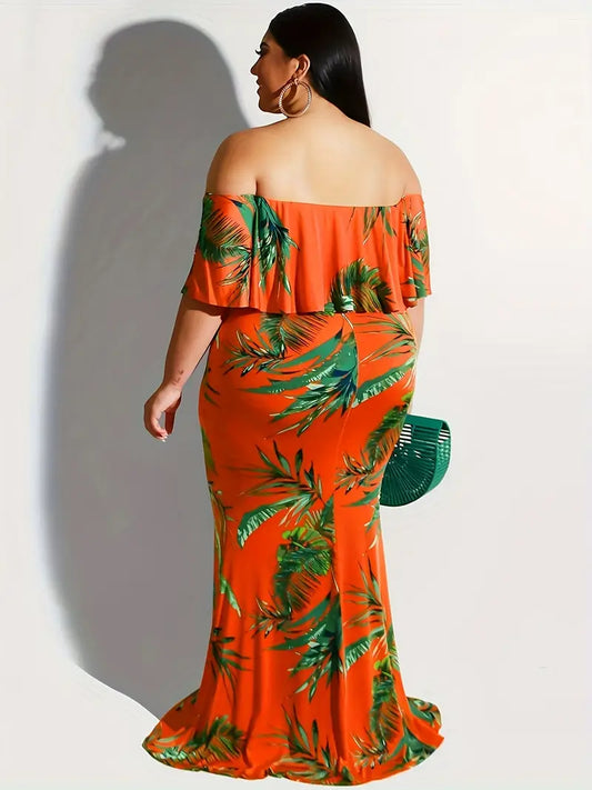 Tropical Elegant Shoulderless Sundress