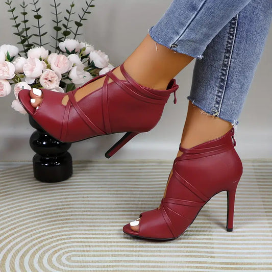 Luxe Leather Open Toe High Heels