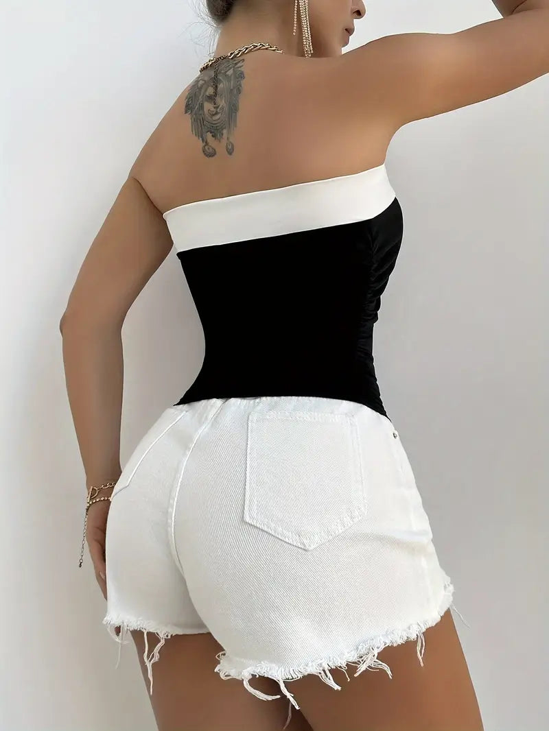 Chic Asym High End Triangle Strapless Tube Top