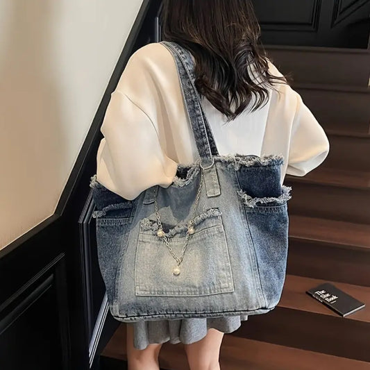 Chic Oversized Denim Purse